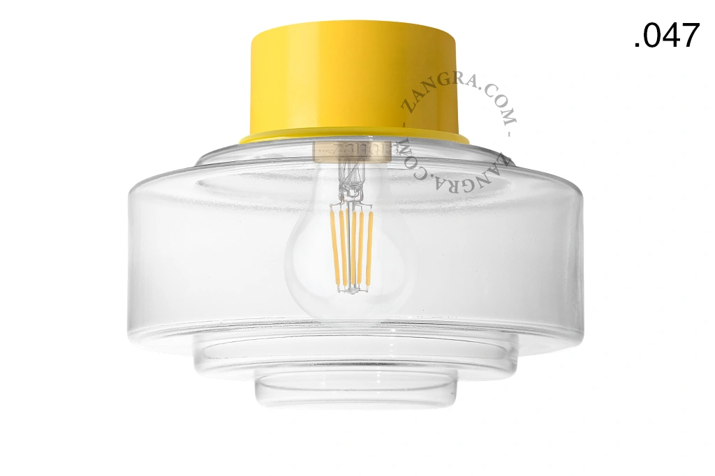 lampa ścienna lub sufitowa żółta - szklany klosz - Ø 10cm