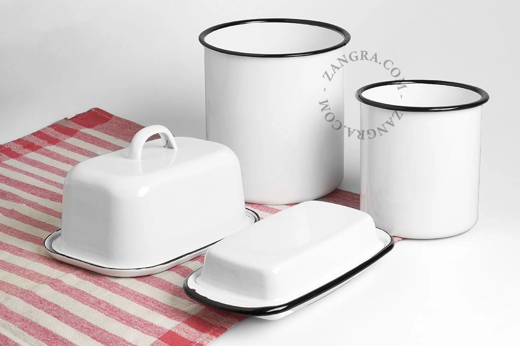 tarro esmaltado Ø 12 cm - blanco
