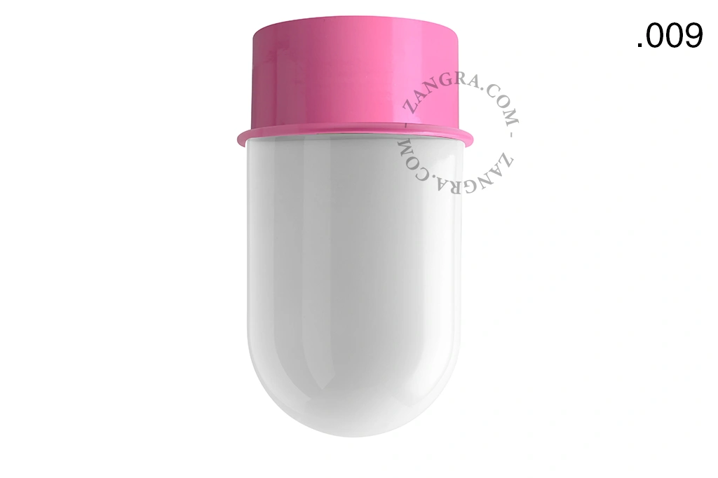 pink wall or ceiling light - glass shade - Ø 10 cm
