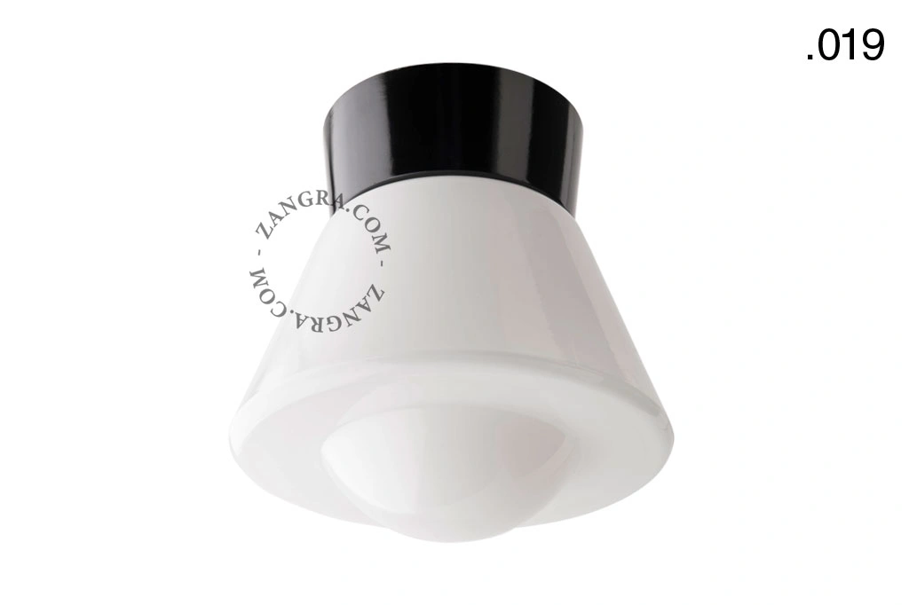 svart vägg- eller taklampa - glasskärm - Ø 11 cm