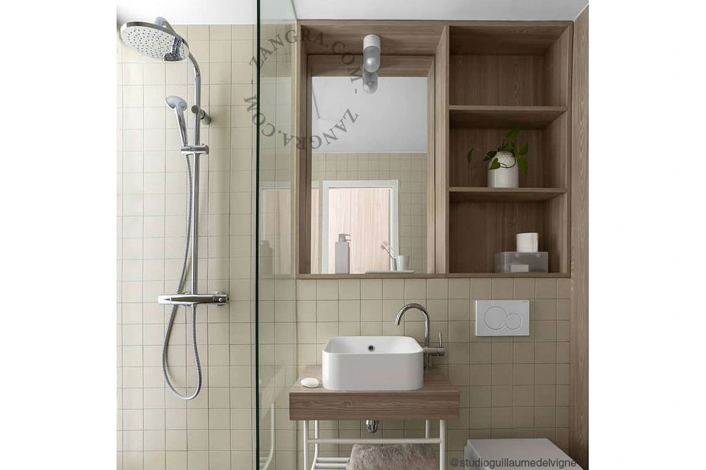 lámpara de baño de porcelana blanca - pantalla de vidrio - Ø 8,5cm -  IP54