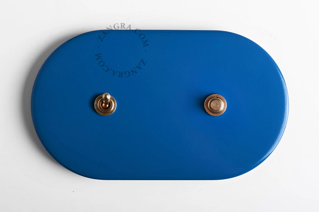 interruttore deviatore o semplice blu - levetta e pulsante in ottone
