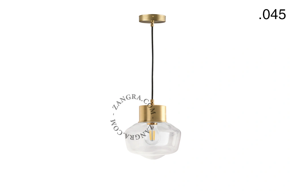 brass pendant light - glass shade - Ø 10 cm