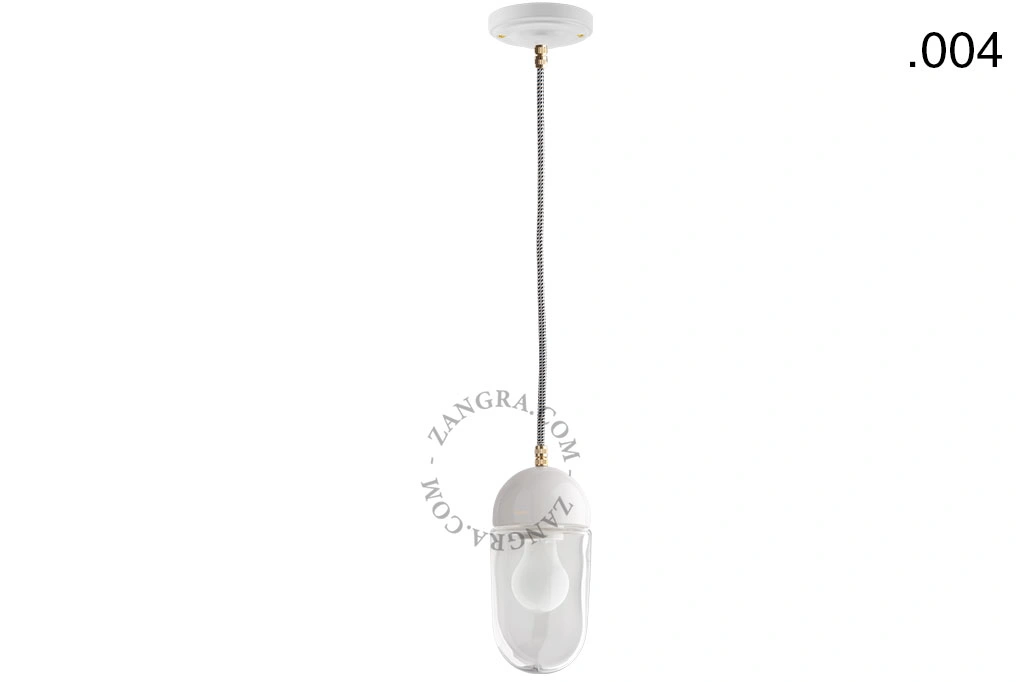 lámpara colgante de porcelana blanca - pantalla de vidrio