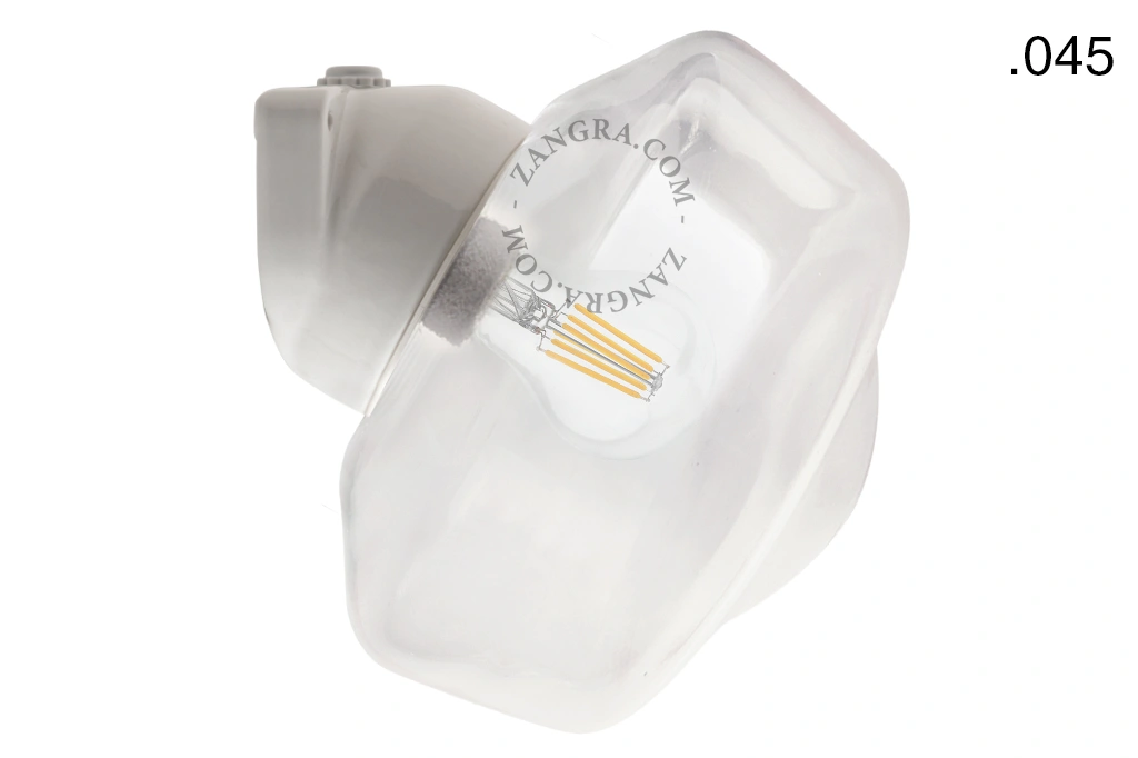 candeeiro de parede em porcelana branca para casa de banho - Ø 9,5 cm - abajur de vidro - IP54