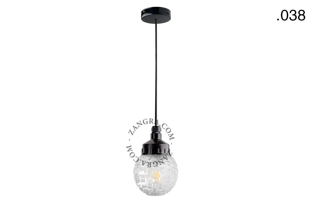 snoerlamp met glazen kap