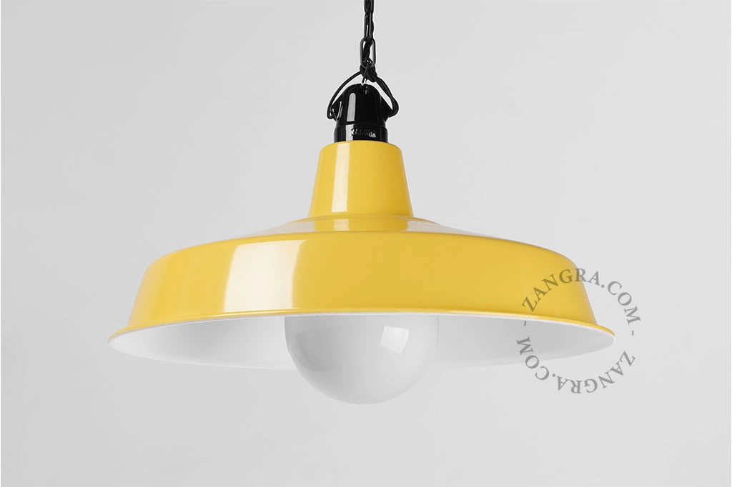 gul emaljerad pendellampa - Ø 40 cm