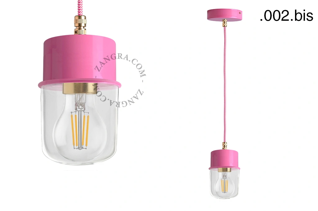 candeeiro suspenso rosa - abajur de vidro - Ø 8,5cm