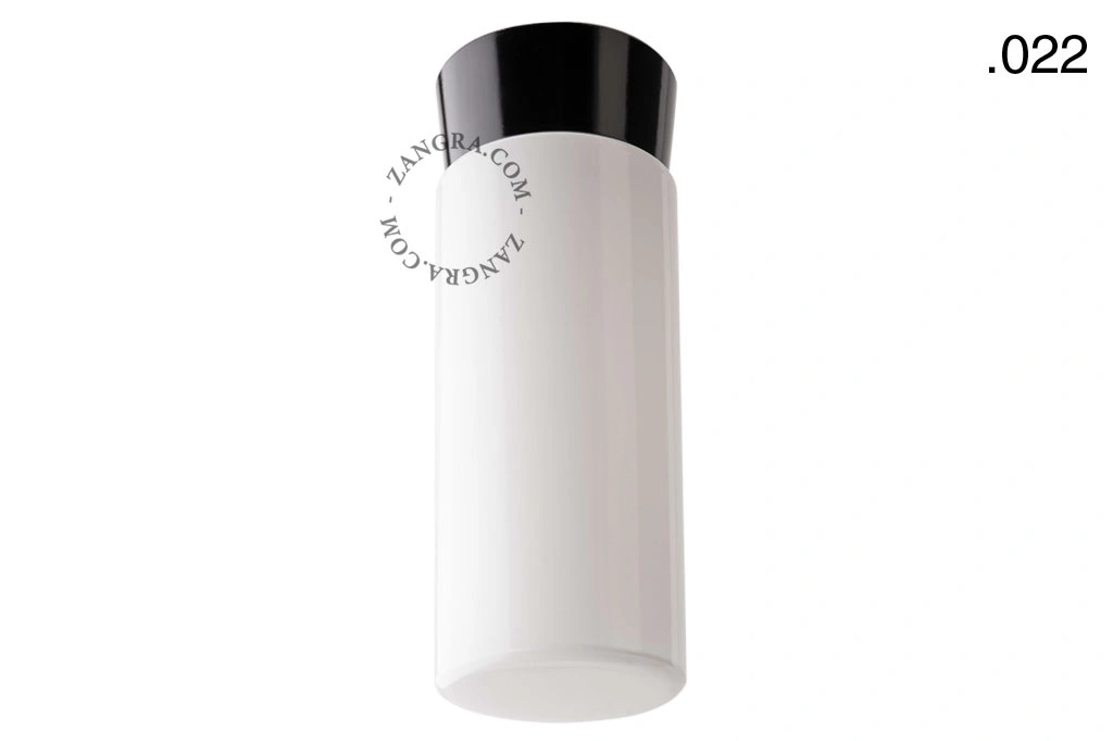 svart vägg- eller taklampa - glasskärm - Ø 11 cm