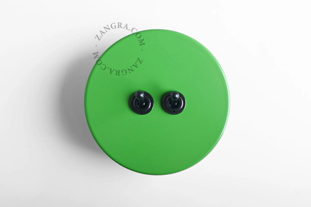 double interrupteur vert va-et-vient ou simple - leviers noirs
