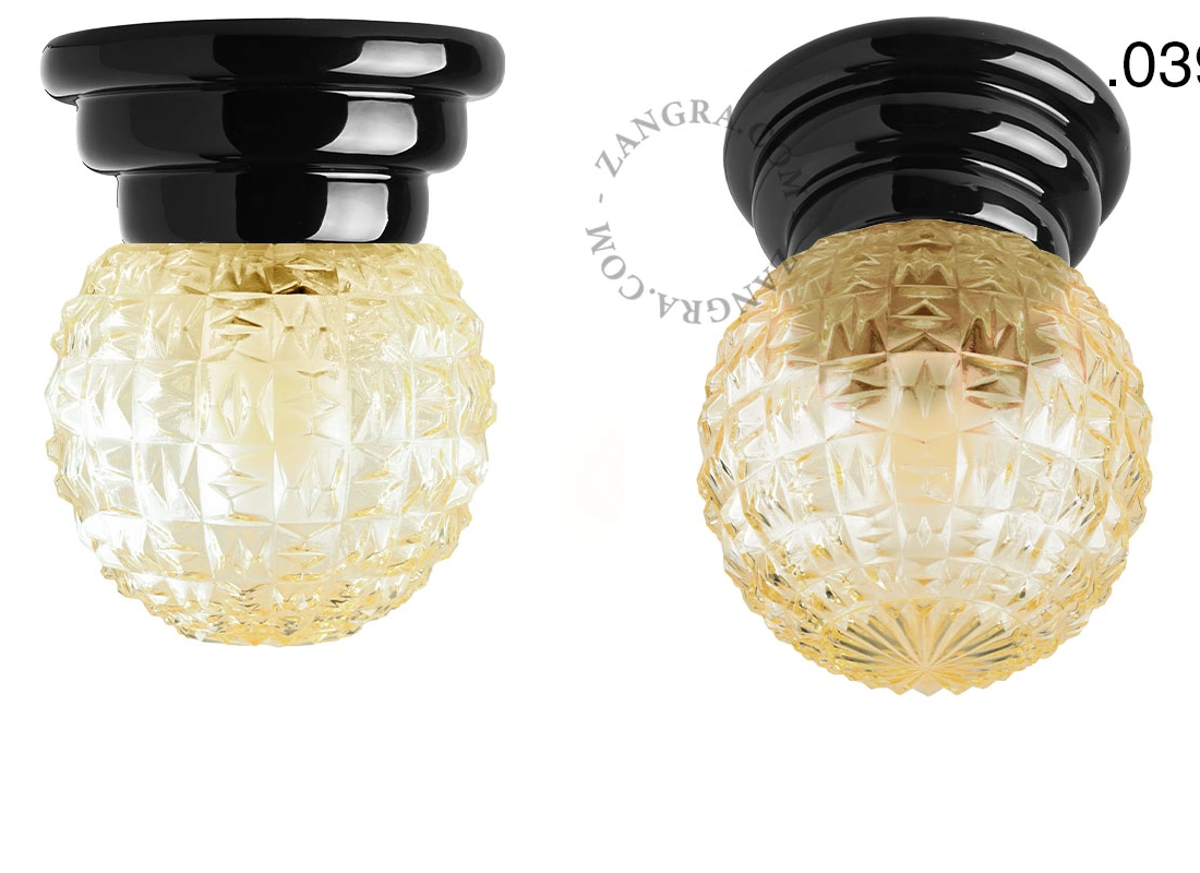 Art Deco-lampe i sort porcelæn Daniel