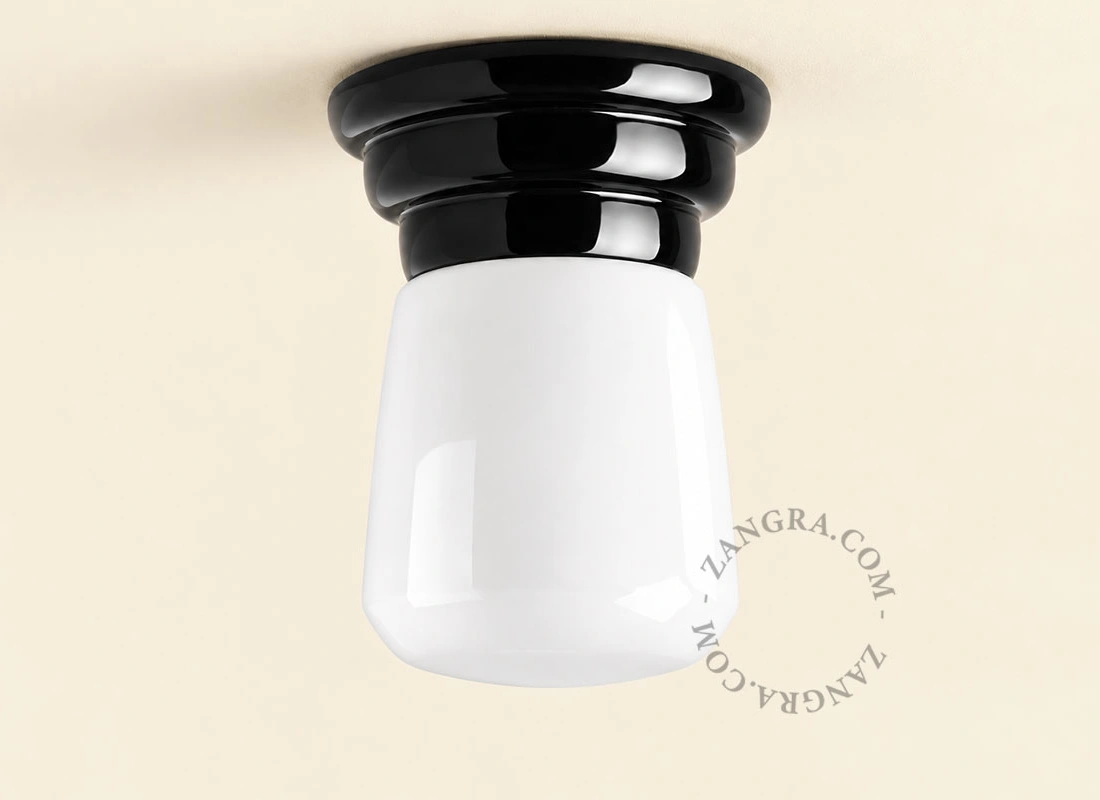Art Deco-lampe i sort porcelæn Daniel