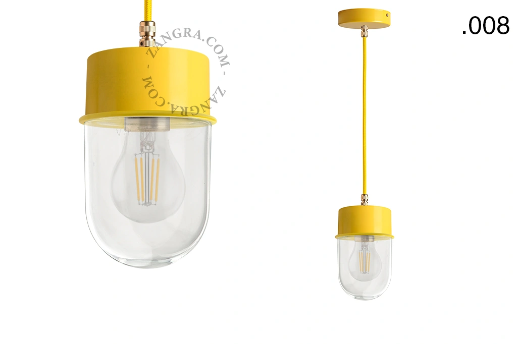 yellow pendant light - glass shade - Ø 10 cm
