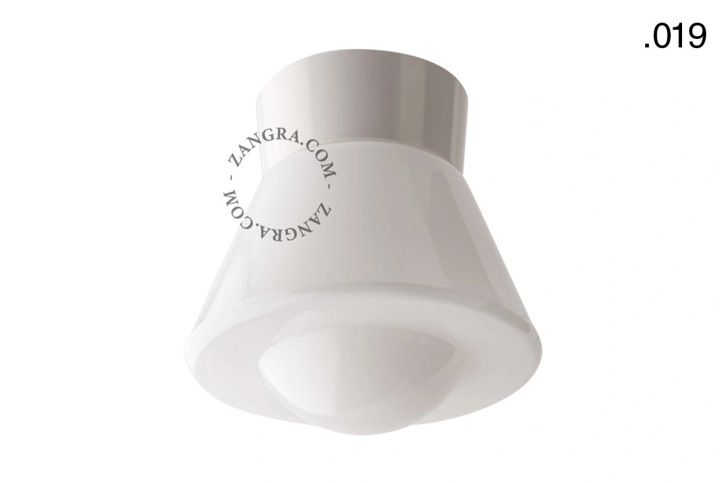biała lampa ścienna lub sufitowa ze szklanym kloszem - Ø 11 cm