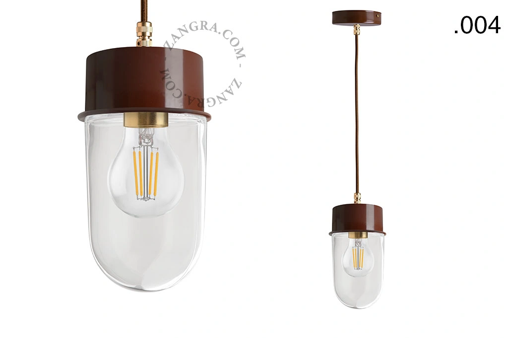 brun pendellampe - glasskærm - Ø 10 cm