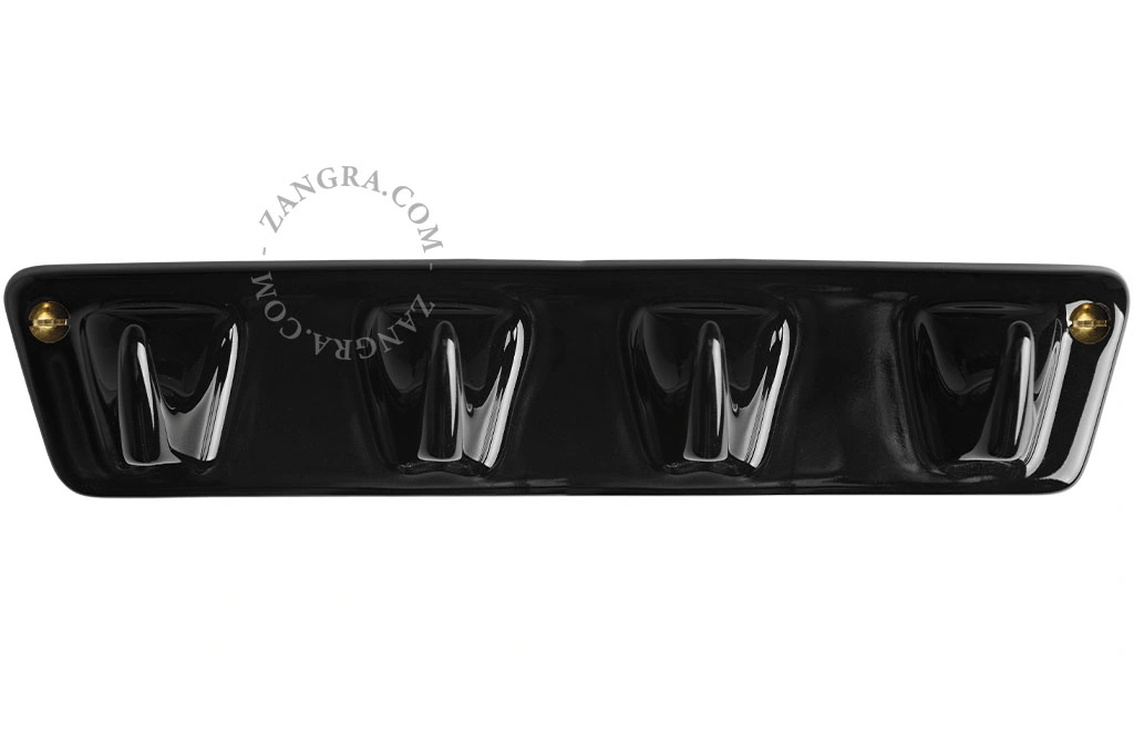 percha 4 ganchos de porcelana negra
