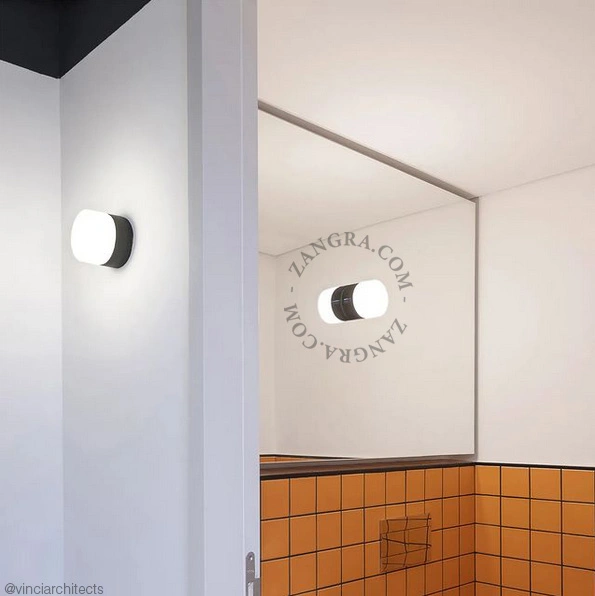 lampa i svart porslin för badrum - Ø 10cm - IP54