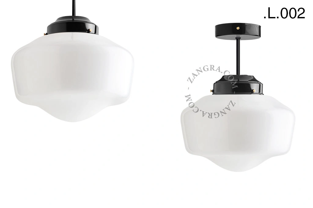 lampada da soffito nera - paralume in vetro