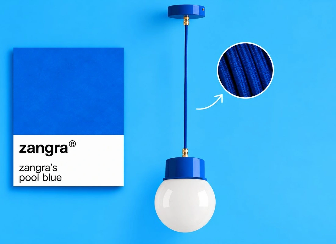 blue pendant light - glass shade - Ø 10 cm