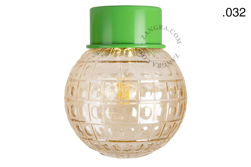 applique ou plafonnier vert - globe en verre - Ø 10 cm