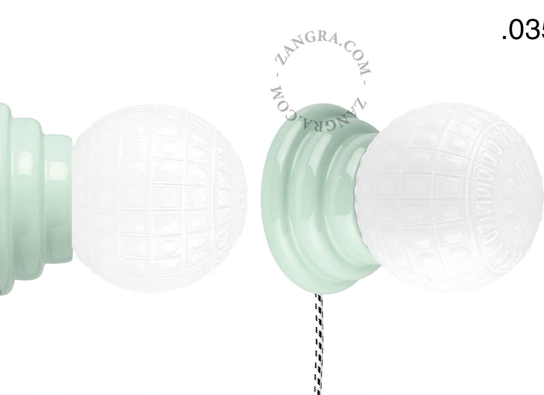 zielona porcelanowa lampa ścienna Art Deco Danilo z włącznikiem
