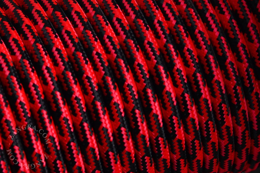 fabric cable - red and black houndstooth