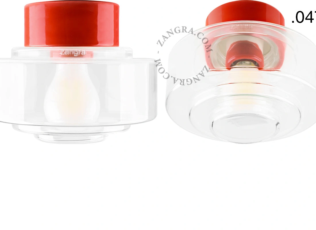 Leuchte David aus rotem Porzellan - Ø 10 cm