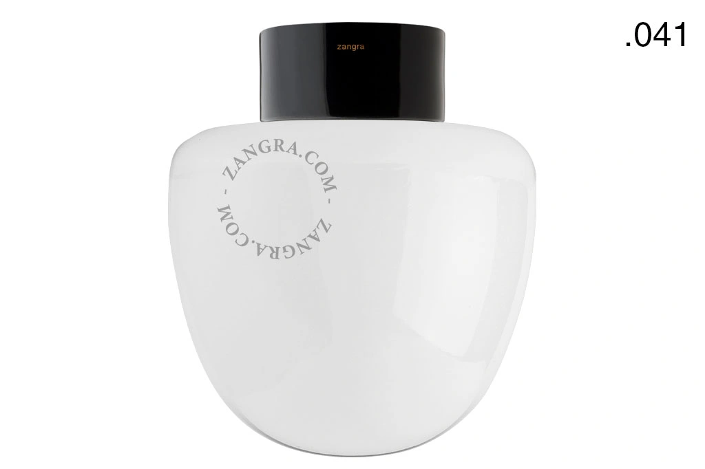 candeeiro de parede ou de teto em porcelana preta - abajur de vidro - Ø 10cm - IP54
