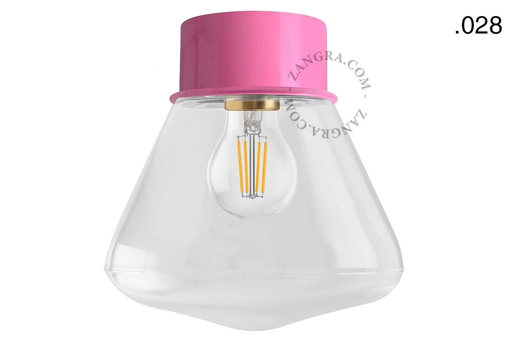 pink wall or ceiling light - glass shade - Ø 10 cm