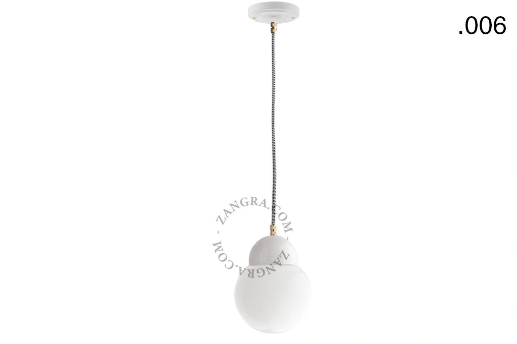 lámpara colgante de porcelana blanca - pantalla de vidrio
