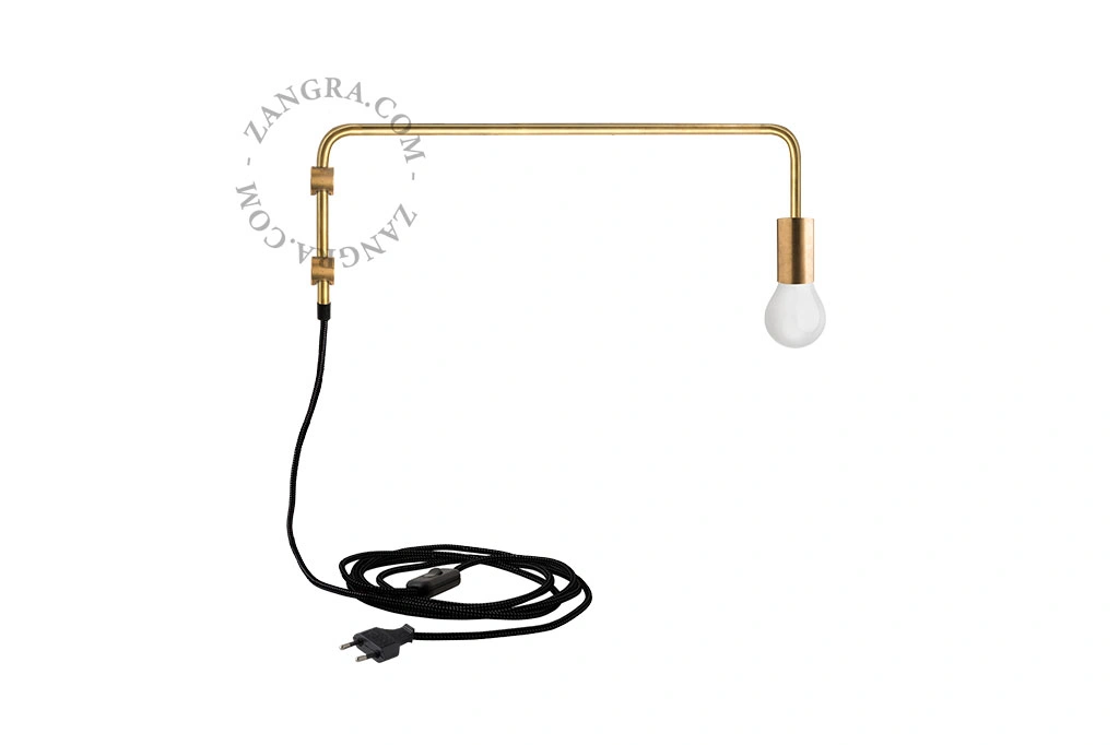 messing wandlamp met zwenkarm
