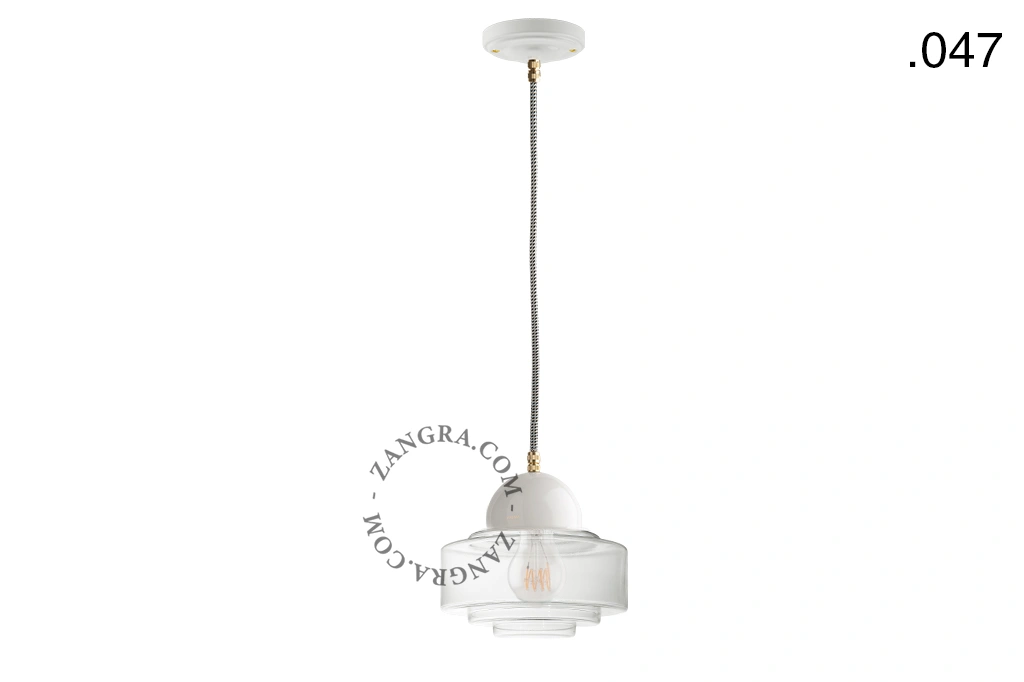 lámpara colgante de porcelana blanca - pantalla de vidrio