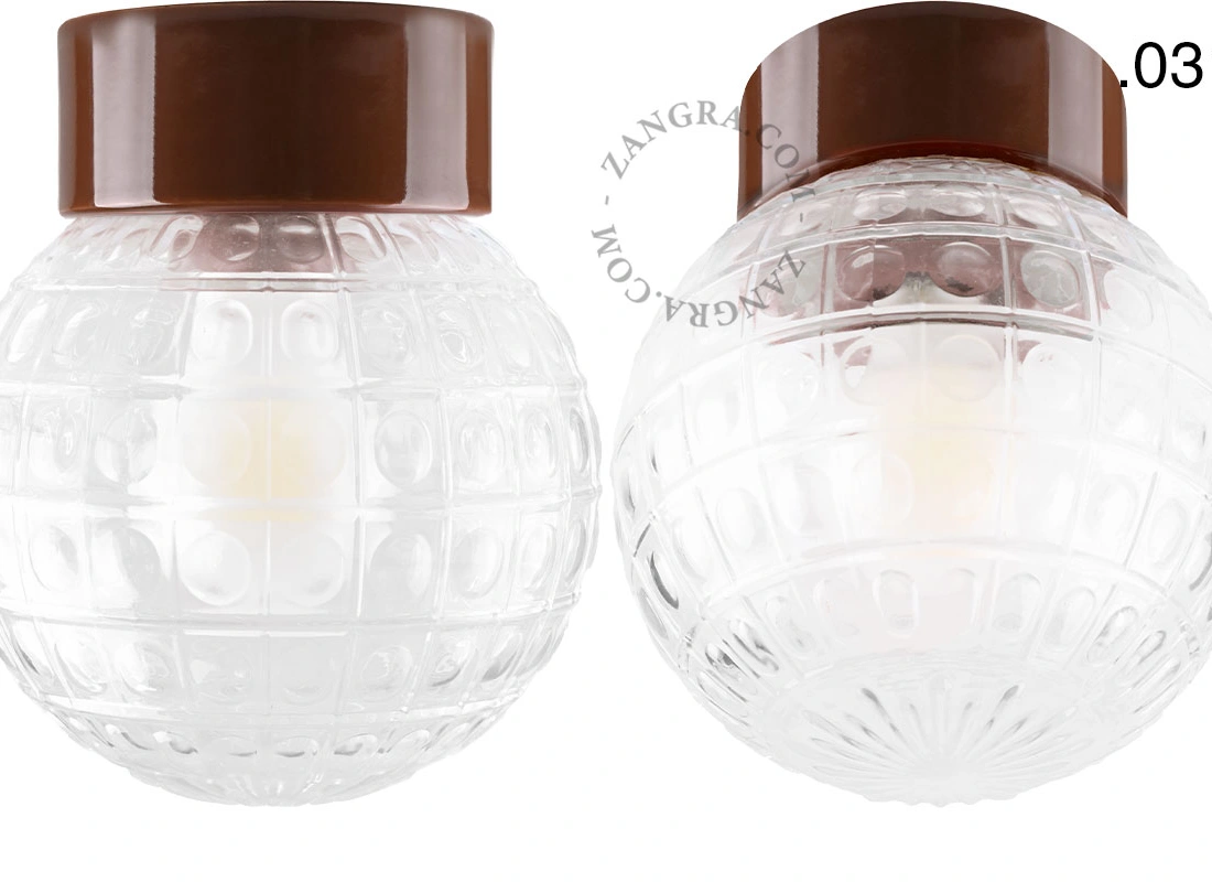lámpara de porcelana marrón David - Ø 10 cm