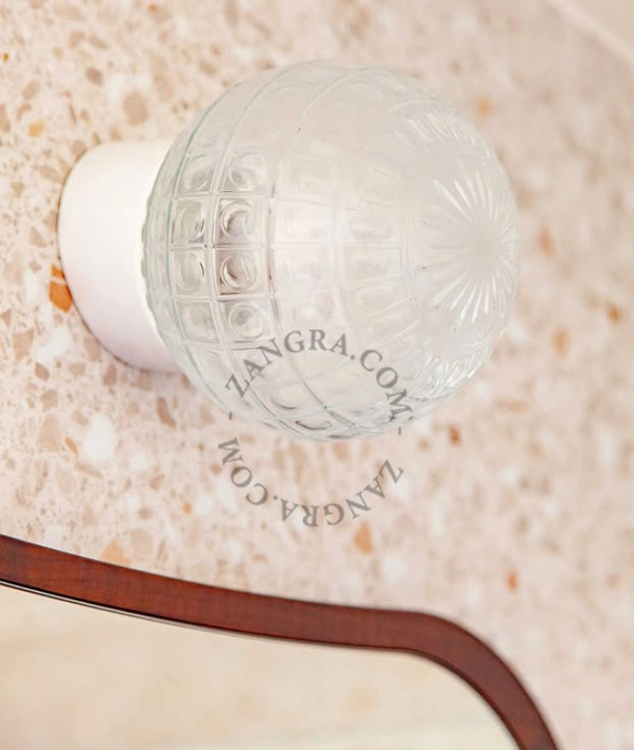 badeværelse væglampe i porcelæn med glasskærm – Ø 10cm - IP54