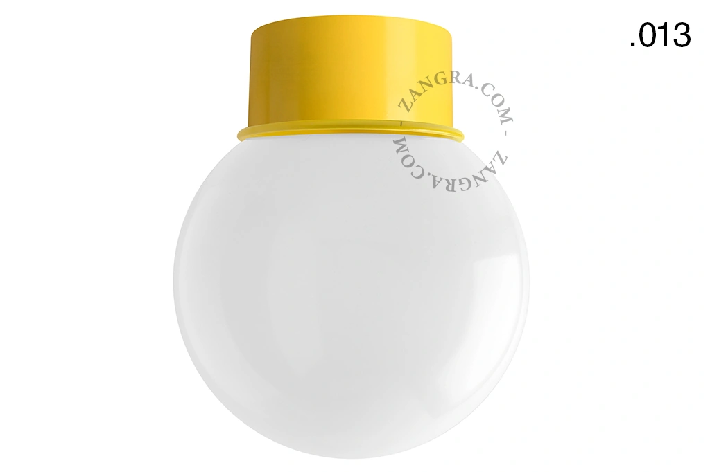lampa ścienna lub sufitowa żółta - szklany klosz - Ø 10cm