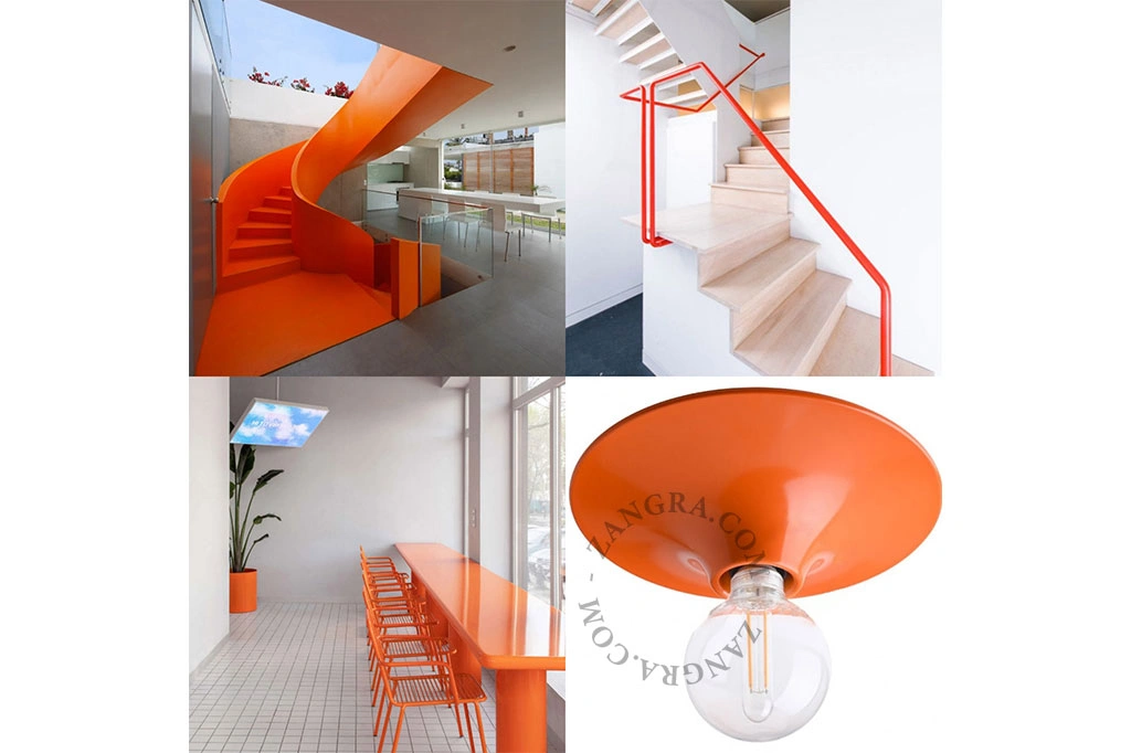 aplique o plafón naranja redondo - Ø 26 cm