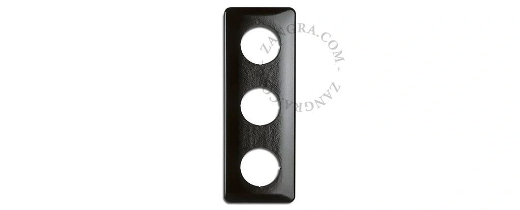 marco triple de baquelita negra para interruptores y enchufes
