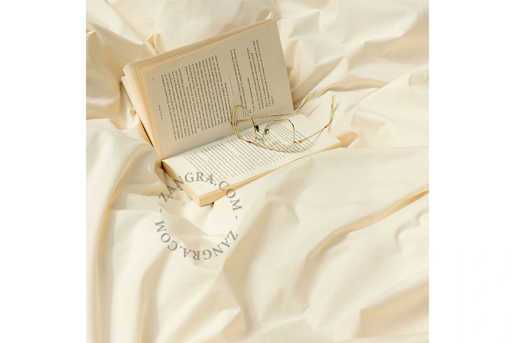 housse de couette ivoire en percale de coton