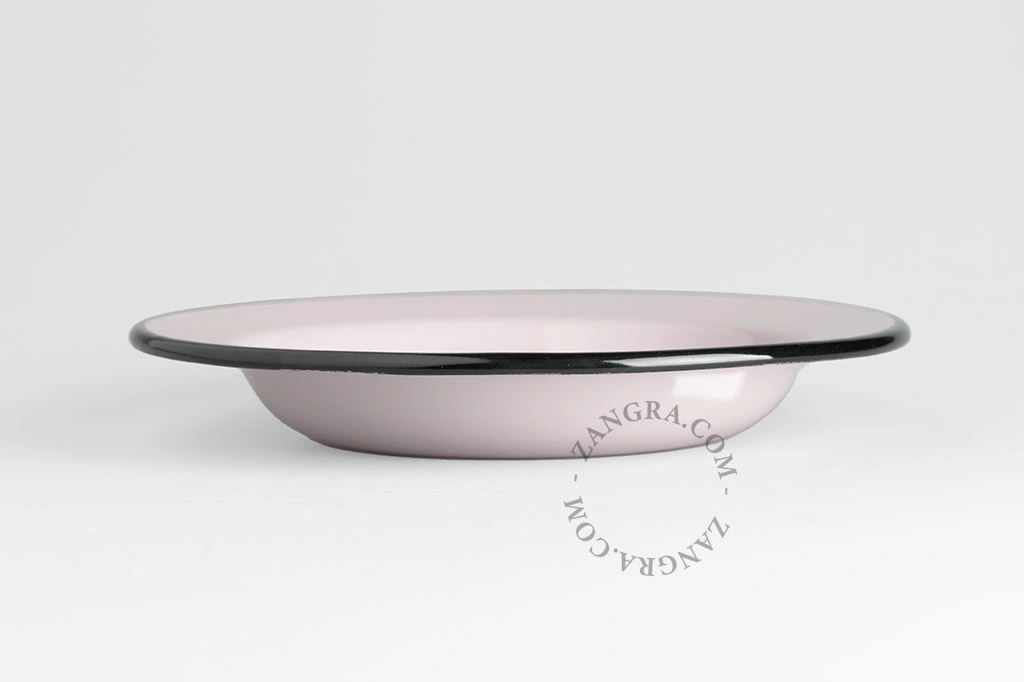 tiefer Teller aus rosa Emaille - Ø 24cm
