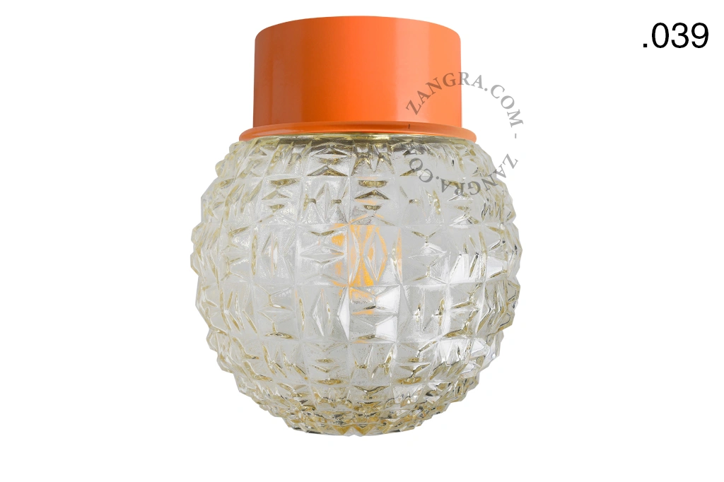 orange wall or ceiling light - glass shade - Ø 10 cm