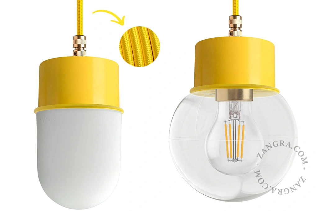 yellow pendant light - glass shade - Ø 10 cm