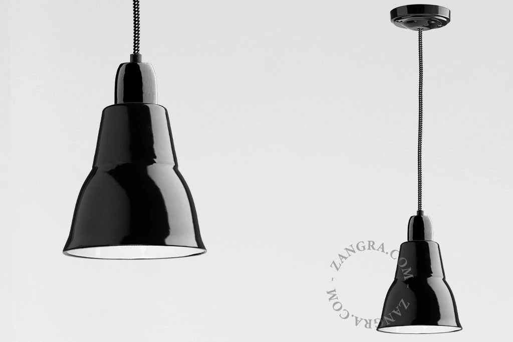 black enamelled pendant light - Ø 15 cm