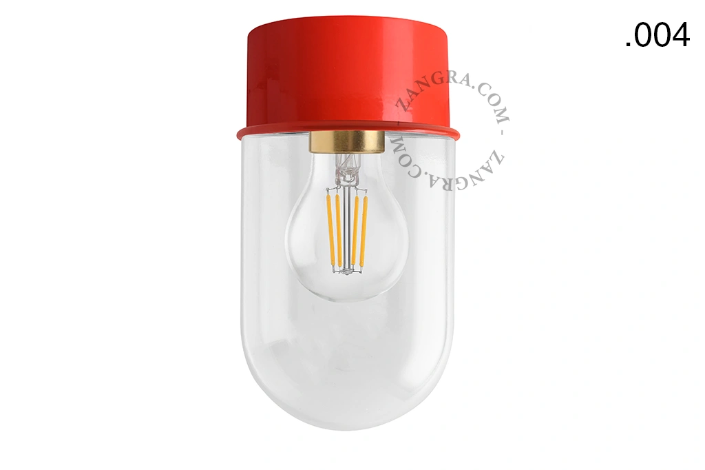 rød væg eller loftslampe - glas skærm - Ø 10 cm