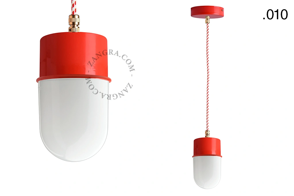 suspension rouge - globe en verre - Ø 8,5 cm