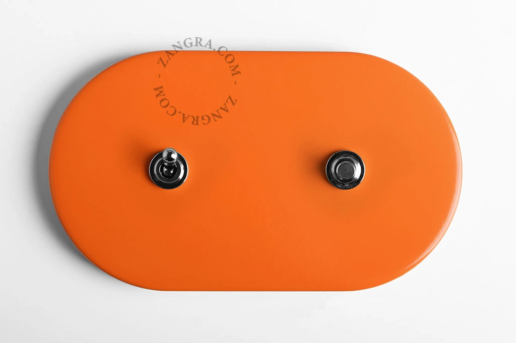 Wechsel-/Einfachschalter und Druckschalter – orange/vernickelt