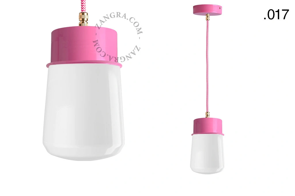 lámpara colgante rosa - pantalla de vidrio - Ø 10 cm