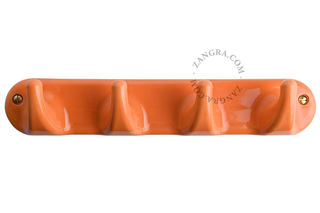 percha 4 ganchos de porcelana naranja