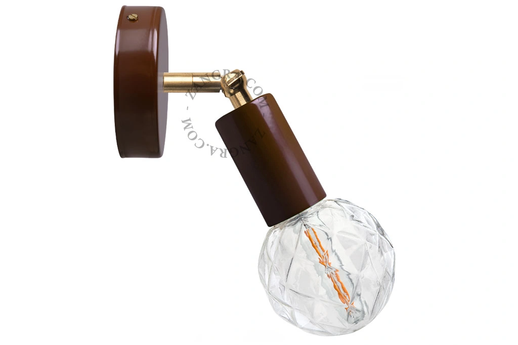 brown adjustable wall light with brass arm