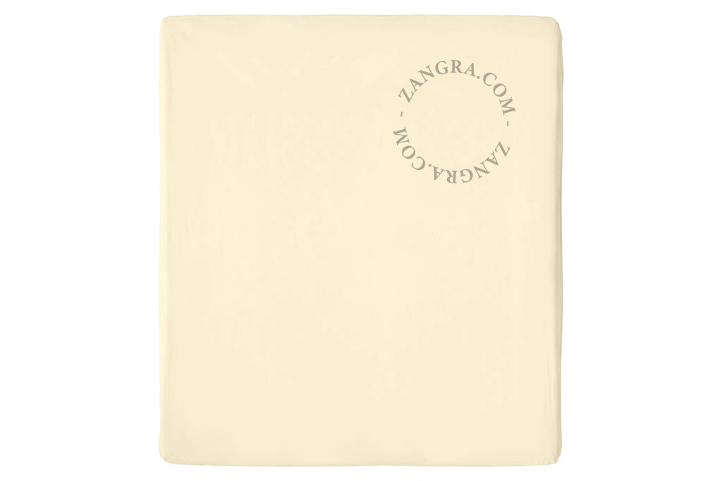 drap-housse beige en percale de coton