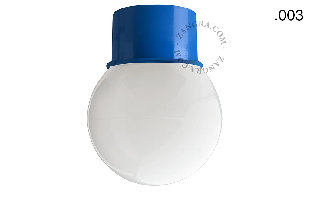 blaue Wand- oder Deckenleuchte - Glasschirm - Ø 8 cm
